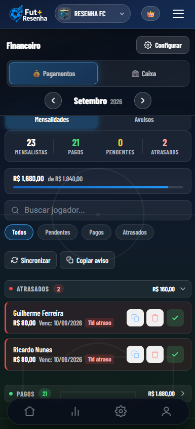 Controle de mensalidades